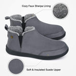 HomeTop Men's Micro Suede Sheepskin Hi-Top Slippers with Elastic Dual Gores