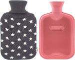 HomeTop Premium Hot Water Bottle and Star Print Knit Cover (2L, Red)