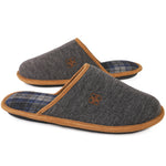 HomeTop Men's Comfy Knitted Slip on Memory Foam Slipper with Stylish Plaid Lining