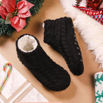 Women's Yarn Cable Knit Fuzzy Slipper Socks with Grippers