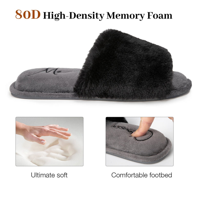 Women's Faux Open Toe Slipper With Velvet Lining