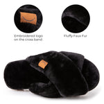 Women's Fuzzy Soft Premium Cross Band Open Toe Ladies Arch Support Slippers