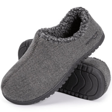 HomeTop Men's Nomad Slippers Fuzzy Sherpa Lining Memory Foam Closed Back House Shoes