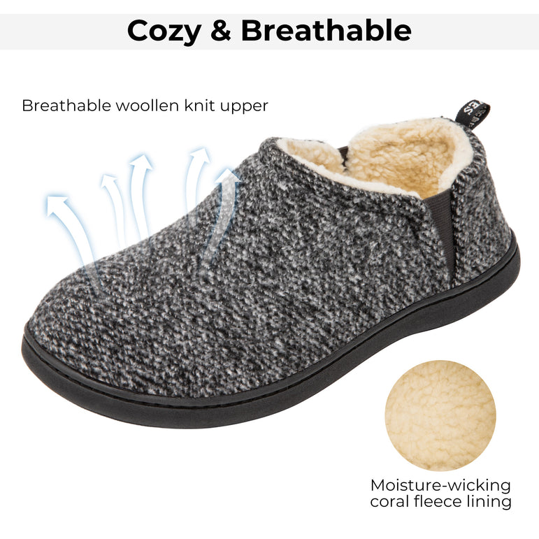 Men's Fuzzy Wool Felt Slipper with Elastic Gores