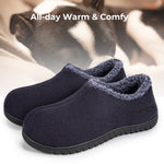 HomeTop Men's Nomad Slippers Fuzzy Sherpa Lining Memory Foam Closed Back House Shoes