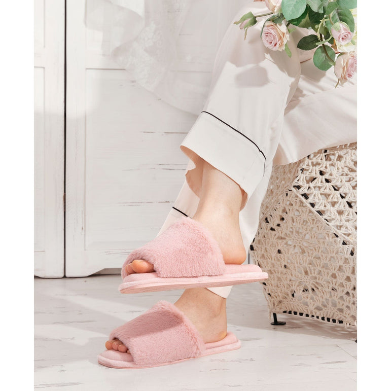 Women's Faux Open Toe Slipper With Velvet Lining