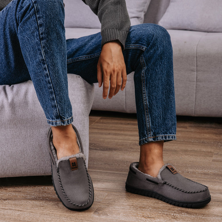 Mens Moccasin Slippers Mens Indoor Outdoor House Shoes House