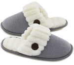 Women's Fuzzy Knitted Slipper with Button