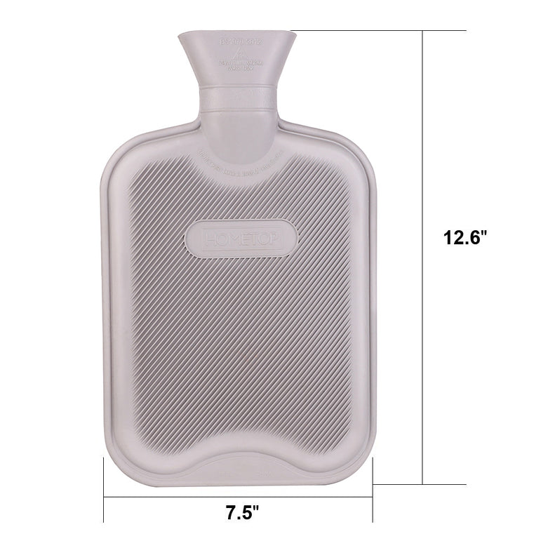 HomeTop Premium Classic Rubber Hot Water Bottle w/Cute Knit Cover (2 Liter)