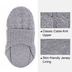 Unisex Cable Knit Slipper Socks with Anti-Skid Silicone Gripper