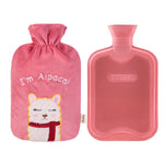 HomeTop Premium 2 Liter Hot Water Bottle with 3D Cute Alpaca Fleece Cover