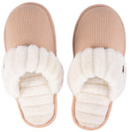 Women's Fuzzy Knitted Slipper with Button